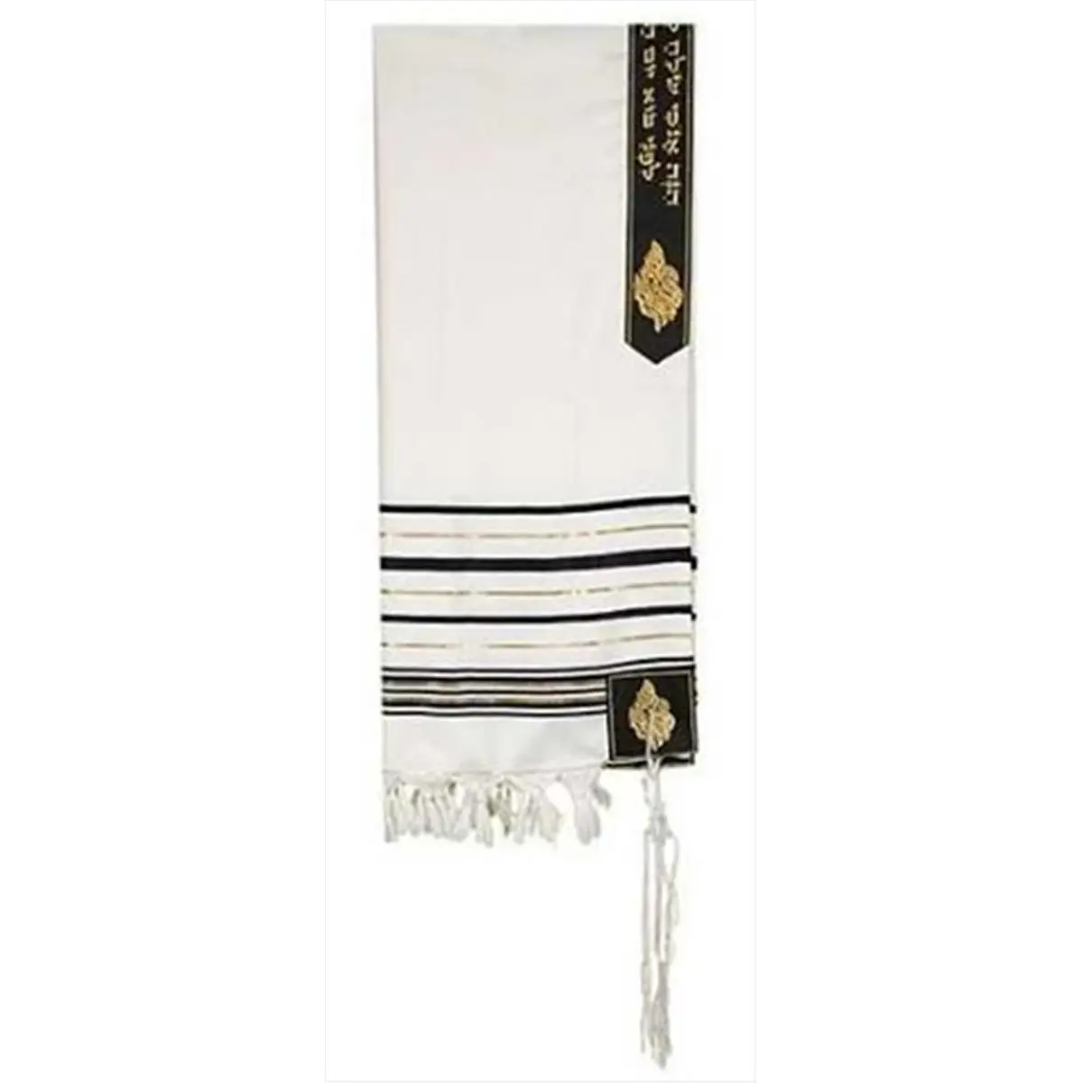 212 MAIN Elijah The Prophet Tallit, 100% Wool Hebrew Script Prayer Attire, Size 24" Holy Land Gift True Prayer Equipment