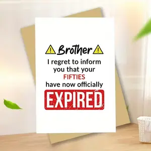1/3/7pcs，Funny Birthday Card for Brother, 60th Birthday Greeting Card, Humorous Gift for Siblings,   Joke Birthday Card