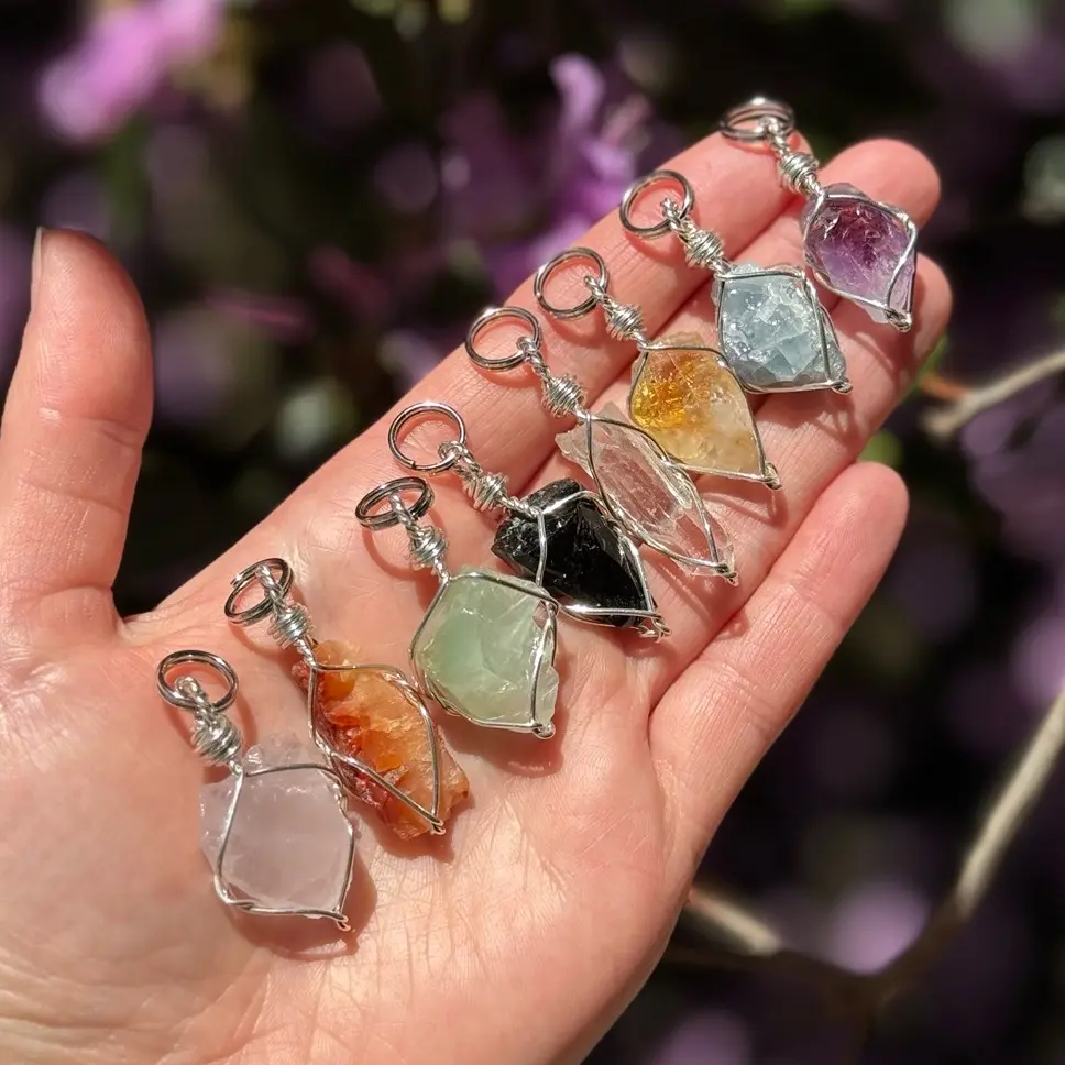Small Raw Crystal Keychain Charm, Pet Collar Charm, Bag Accessory, crystal on the go, keychain charm, gift for friend, crystal talisman