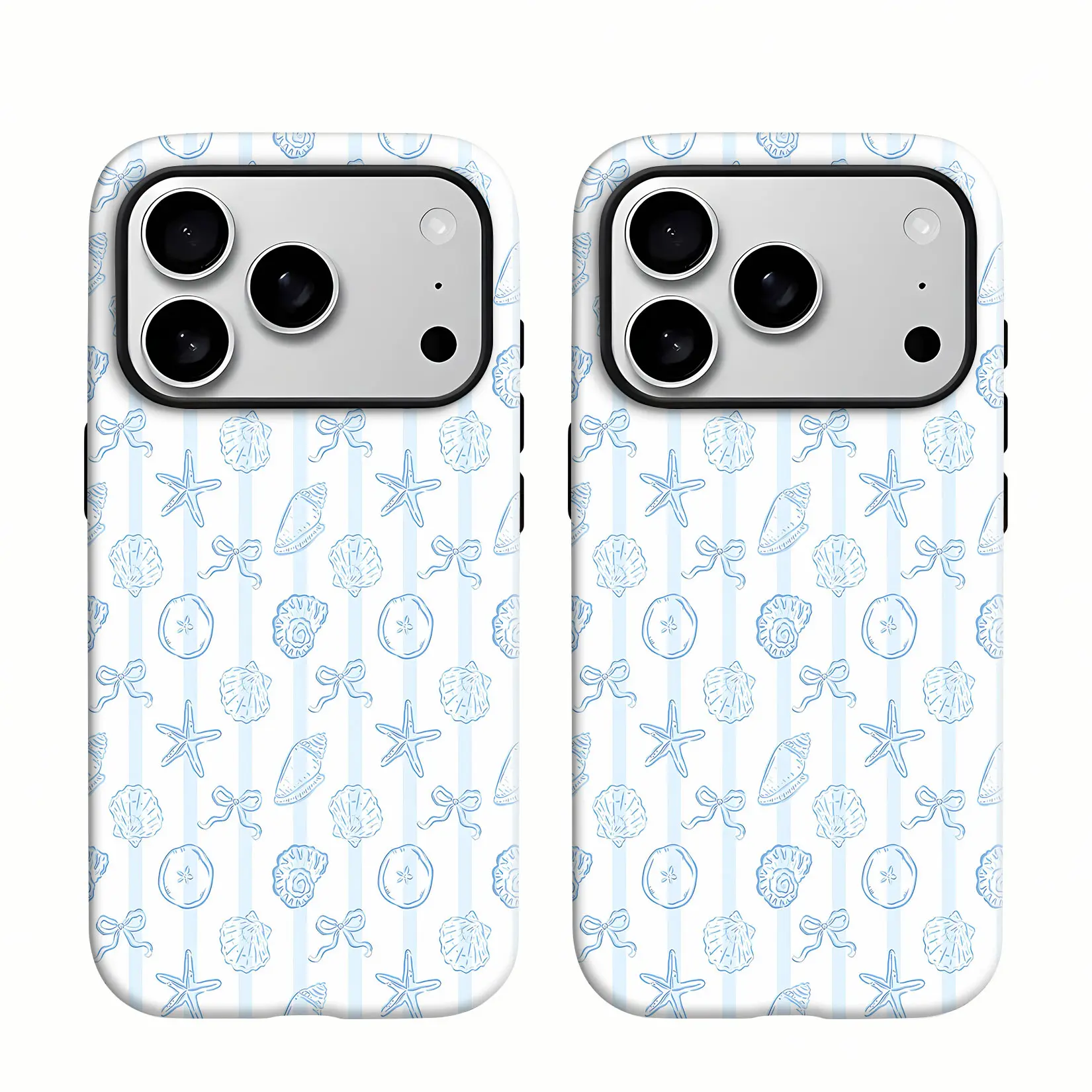 Seashells and Starfish Pattern Phone Case — Compatible with Samsung S26/S25/S24/S23/S22/S21 and iPhone 17/16/15/14/13/12/11 Phone Cases. Drop-resistant, non-slip, and fade-resistant. Ideal gift for beach lovers.