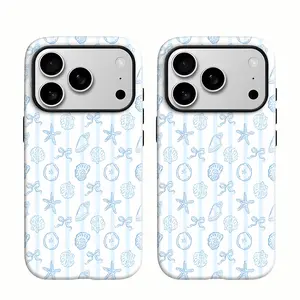 Seashells and Starfish Pattern Phone Case — Compatible with Samsung S26/S25/S24/S23/S22/S21 and iPhone 17/16/15/14/13/12/11 Phone Cases. Drop-resistant, non-slip, and fade-resistant. Ideal gift for beach lovers.