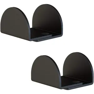 Floor Mounted U Shape Sliding Barn Door Floor Guide, Durable Matte Black Bottom Guide for Door Thick 1-7/16" - 1-13/16", 2 Pack