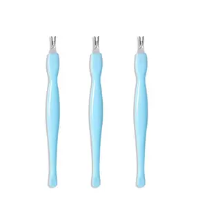 3 pack of Cuticle Cutter,Stainless Steel Cuticle Trimmer Remover Pusher Dead Skin Callus Removal Fork (Blue)