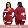 FeelinGirl Women's Long Sleeve Tummy Control Bodysuit V Neck Basic Stretchy Slim Fit Body Suits NewArrivals #SohoChic Seamless Shapewear Curvy girl friendly