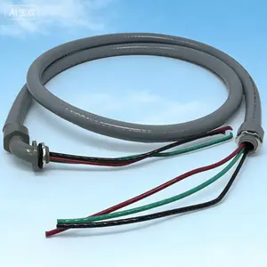 Nonmetallic Liquid Tight Flexible Electrical Conduit Kit, 1/2-Inch x 6 Ft Preassembled A/C Hook-up Whip with 10 Gauge Wire, Single Phase Power Whip Assembly, Waterproof Flexible Conduit, Reusable Electrical Installation Kit