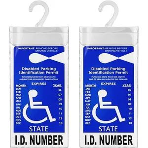 Parking Permit Holder For Auto, Ultra Transparent Parking Permit Holder, Disabled Parking Permit Holder, Parking Permit Holder Sign Holder With Large Hanger (Thickened Type Set of 2)