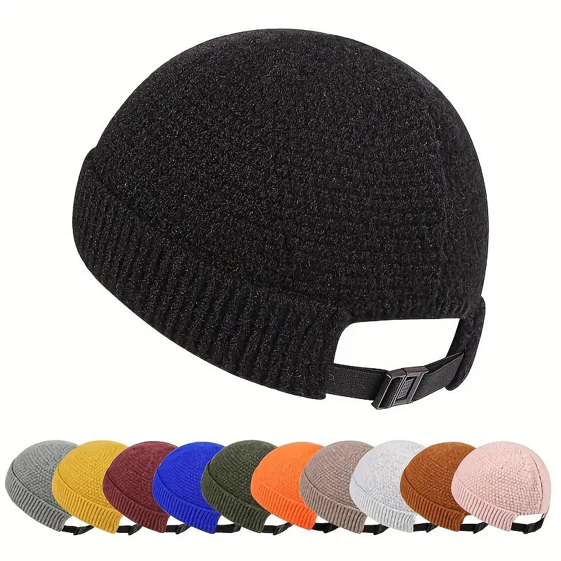 Unisex Fitted Soft Knit Brimless Cap - Winter Docker Hat, Machine Washable Casual Fashion Accessory, 1 Size, Brimless Caps