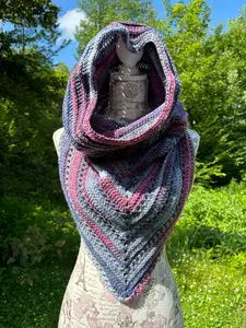 Wild Oleander Hooded Scarf Plums Adult Size
