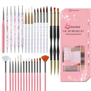 Nail Art Brush 31-Piece Set, Nail Art Kit, Manicure, Painting and Gel Pen, Double-Ended Dotting and Lining Pen Combination, Nail Art Tool Pen, Nail Art Accessories