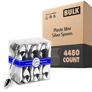 Plastic Mini Silver Spoons (4480 Pack)