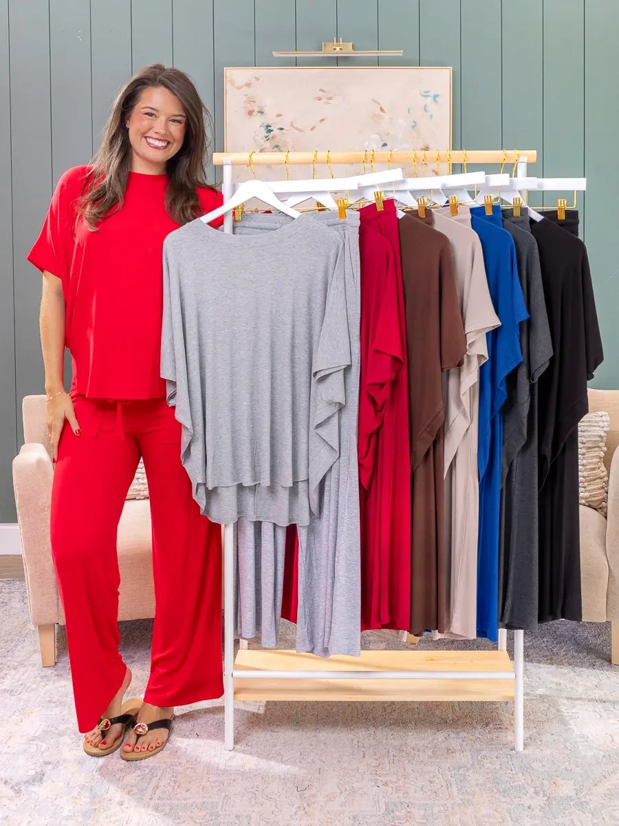 Zenana Ribbed Rayon Relaxed Fit Top & Pant Set | S-3X