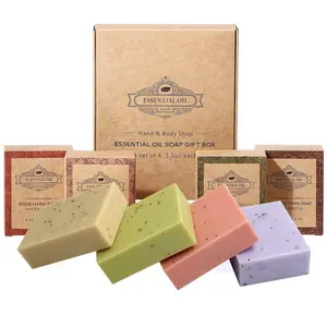 Gift Box Set of Four Soaps, Body Hand & Face Cleansing, Moisturizing Nourishing Gentle Soap, Calming Skin Care, Ideal for Daily Use, Cleanser, Moisturize