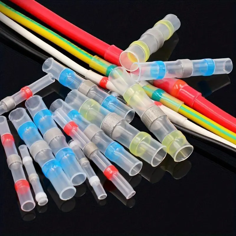 50/120/150pcs, Welding Ring Heat Shrink Terminal, Electrical Equipment Connection Heat Shrink Tube, Flame Retardant Shell Eva+Alloy Tin Ring, Insulated Wire Connector Terminal