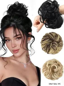 1PCS Messy Bun Hair Piece Messy Hair Bun Scrunchies for Women Wavy Curly Chignon Ponytail Hair Extensions Synthetic Tousled Updo Bun