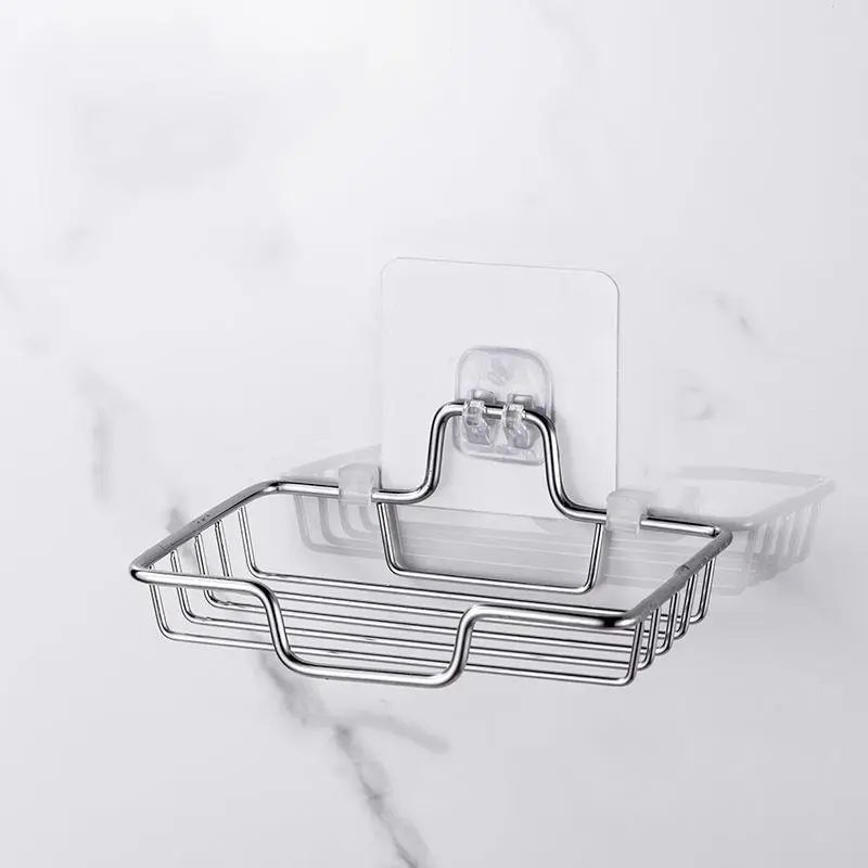 1pc, Stainless Steel Soap Holder, No Punching Wall-mounted Single-layer Soap Holder, Bathroom Storage Bracket