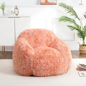 Ultra Soft Padded Faux Fur Bean Bag Chair for Adults – Foam-Filled Comfy Lounge Sofa with Armrest – Removable Washable Cover – Ideal for Bedroom, Living Room, Dorm, Reading, Gaming