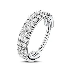 Oufer 20G Double Row CZ Hinged Segment 316L Stainless Steel Nose Ring For Women For Everyday Glamour