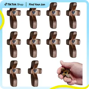 10Pcs cozyvibes Wooden Cross Decorations for Anxiety Relief Multi-functional Spiritual Symbols Religious Ornaments Great Gift Idea for Enthusiasts Hand Engraved Decorative