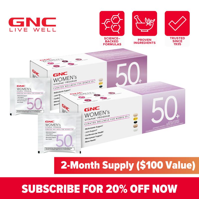 GNC 2-Pack Bundle: Women's 50+ Vitapak,60 day supply, 5-IN-1, Multivitamin, Overall Wellness, healthcare, Dietary, New Year New Me Stack