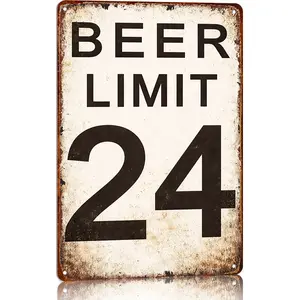 Beer Limit 24 Metal Sign Bar Sign Metal Aluminum Plate Garage Sign Art Wall Decor For Man Cave Bar Pub Metal Posters Decor Accessories Retro Aluminum Plate