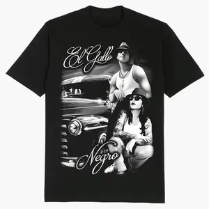 El Gallo Negro VatoLocos Mens Heavyweight T-Shirt Chicano Clothing, Cotton Fabric,  for Men and Women