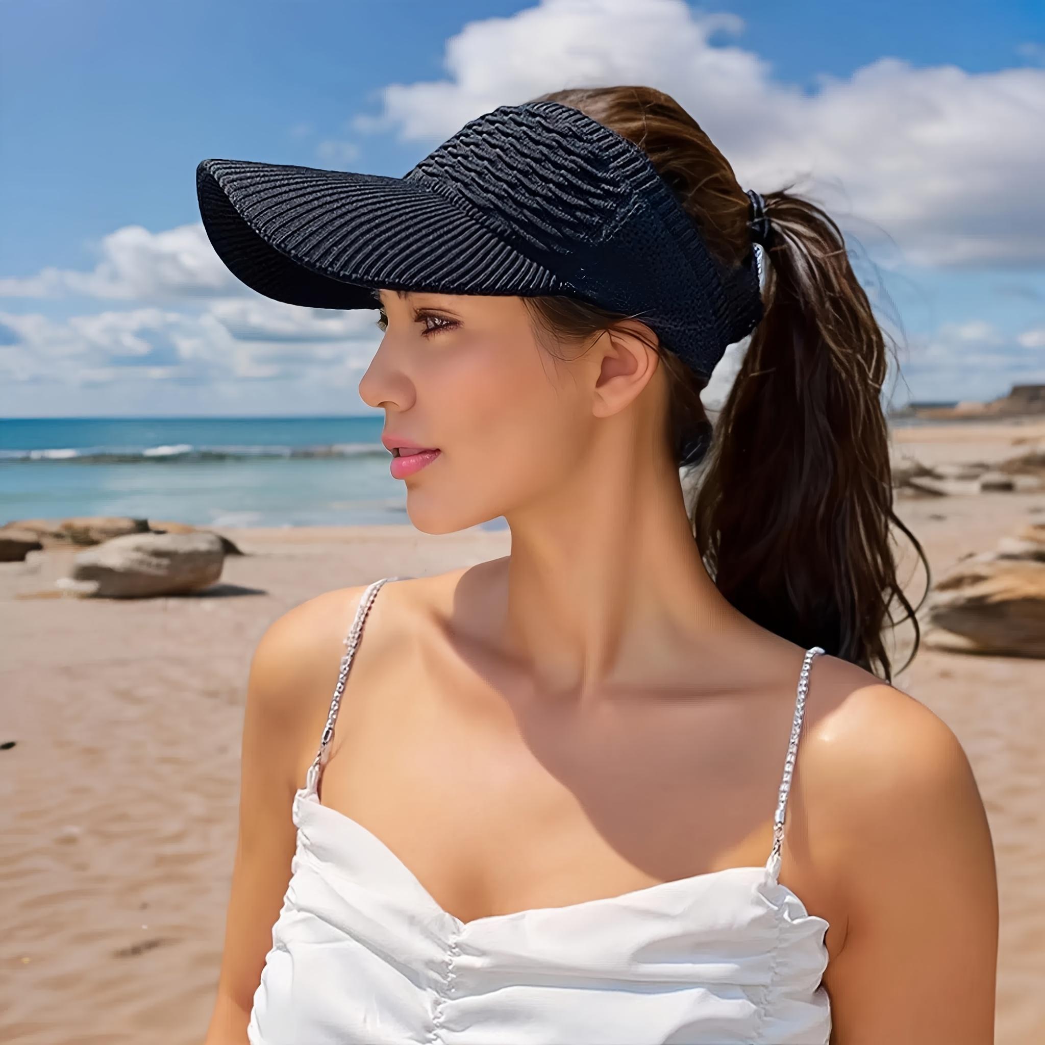 Spring/Summer Outdoor Sports Visor Cap Women's Open-Top Sun Hat for Students Sunshade UV Protection Ideal for School Outings and Sports Events