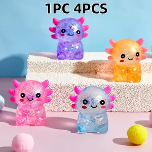 4 Pcs Axolotl Stress Toy, Squeeze Axolotl Party Favors, Malt Sugar Filled, Stretchy Fidget Stress Ball, Sensory Toys for Adults, Graduation Birthday Gift