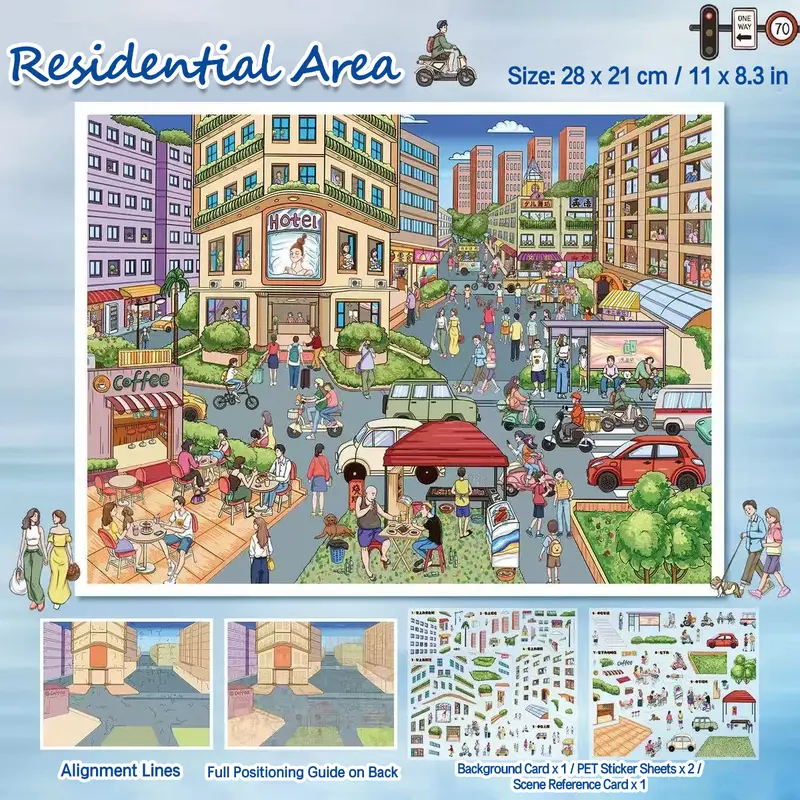 Large Size Scene Sticker Set, Landscape Stickers, Stress-Relief Stickers, Scene Crafting
