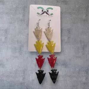 Medicine Wheel Mini Arrowhead Earrings | Handmade Polymer Clay | Sterling Silver .925 Hooks | Lightweight & Hypoallergenic | Textured Tribal-Inspired Dangle Earrings | Creative Clay