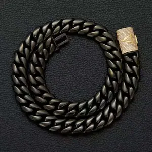 Cuban Link Hub Accessories Men's Black Cuban Chain Necklace Chunky Thick Heavy Hip Hop Punk Stainless Steel Waterproof Rustproof Fashion Trendy Piece for Party Daily Wear Gift