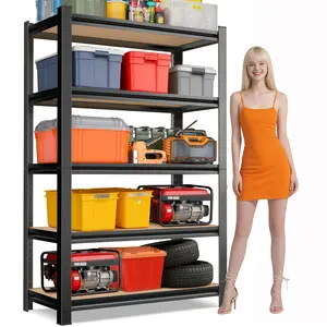 Heavy-Duty Adjustable Metal Storage Rack-2000-Pound Capacity Carbon Steel Shelving Unit, Wall-Mounted Multi-Purpose Rack for Garages, Basements, and Workshops