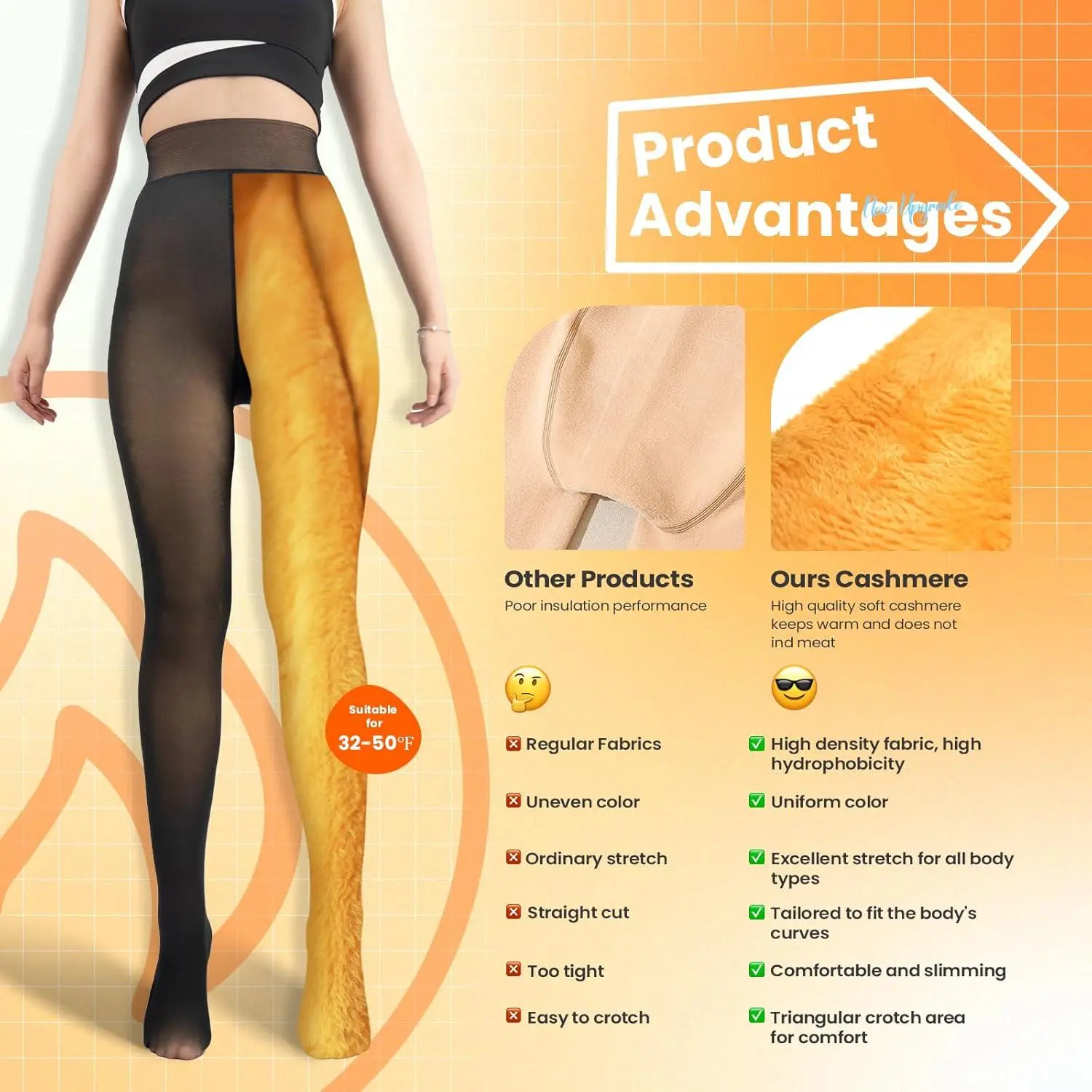 Women's Fleece Lined Tights - 2 Pairs High Waist Fake Translucent Leggings Pantyhose Sheer Thick Warm Thermal Tights for Winter Comfortable Stretchy Opaque Fashion Style Ladies Clothing Women's Fleece Lined Tights - 2 Pairs High Waist Fake Translucent Leggings Pantyhose Sheer Thick Warm Thermal Tights for Winter Comfortable Stretchy Opaque Fashion Style Ladies Clothing