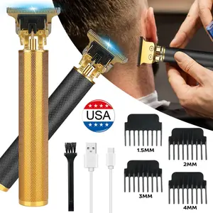 Professional Hair Clipper for Men Cordless Rechargeable T-Blade Hair Clippers with 4 Limit Combs 1.5mm 2mm 3mm 4mm Gifts for Men