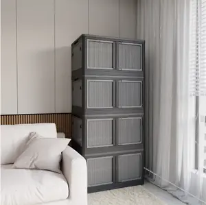 Set of 4 transparent stackable storage boxes, suitable for various applications Collapsible Multifunctional Bins