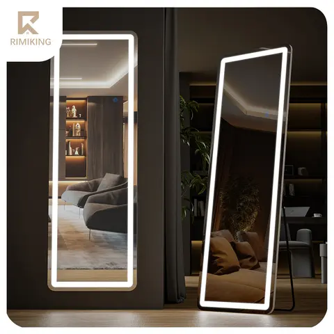 【Fathersdaygift】RIMIKING LED Full-Length Mirror, Touch Button Control, Dimmable Brightness, Color Temperature Options,2164N,Home Decor, Hd Glass