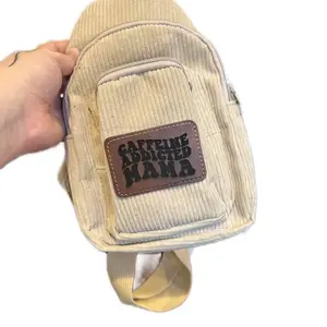 CAFFEINE ADDICTED MAMA SLING BAG - LEATHER PATCH - PURSE - MAMA