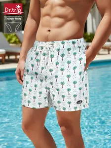 Men's Beach Shorts, Loose Fit Mesh Triangle Lining, Quick-Dry Swim Trunks, Casual Three-Quarter Length, Breathable and Comfortable, Swimwear Shorts