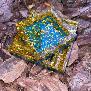 Large and small Gold & Emerald Ashtray set Cigar