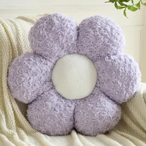 Flower Pillows, Decorative Throw Pillow with Soft Plush for Couch, Flower Shaped Pillow Home Decor Daisy Pillow for Bed (Lavender Purple, 14.9 Inches)