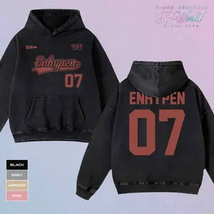 En- Washed Hoodie, Blood Saga World Tour 2026 Vintage T-Shirt Kpop Concert Graphic Tee, OT7 Hoodie Numbers Wash Shirt, Music Festival Tour Merch, Streetwear Unisex Fan Gift Summer Top Outfit, Gift for Fan, Fan Merch