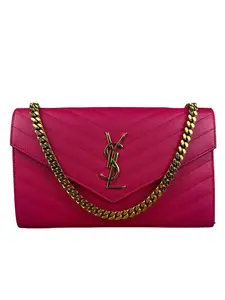 Pre-owned na Shoulder Bags Saint Laurent Pink Chevron Envelope Cassandre Shoulder Bag