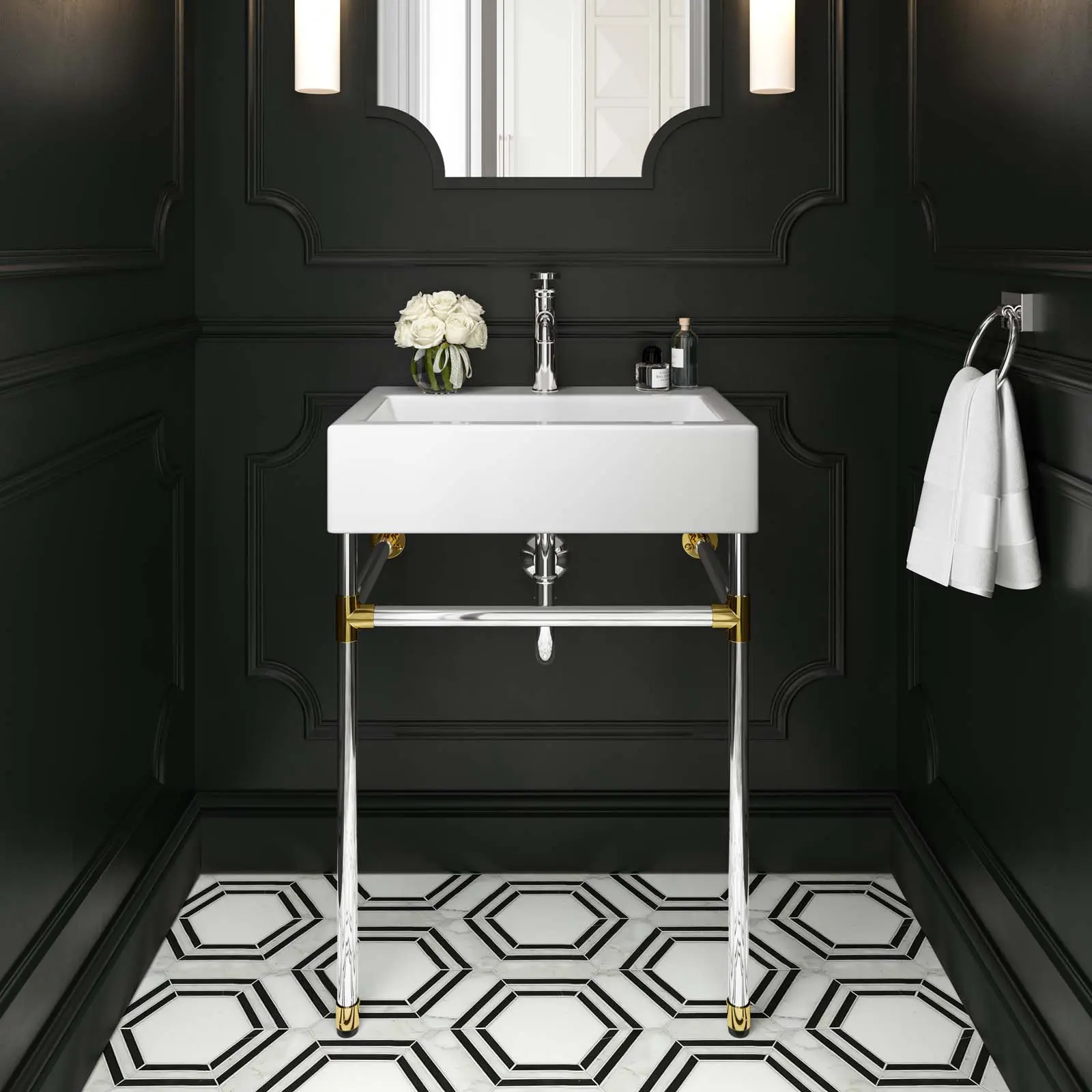 Modway Redeem 24" Silver Stainless Steel Wall-Mount Bathroom Vanity in Silver White