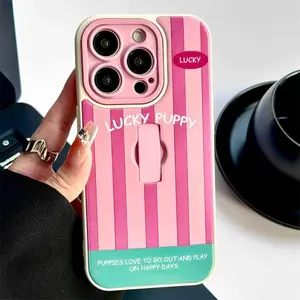 Striped Pattern Phone Case with Invisible Finger Ring Bracket, Shockproof Phone Protective Cover, Phone Accessory for iPhone 16 Pro Max 15 Pro 14 Pro, Casing