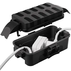Flemoon Small Outdoor Electrical Box Waterproof w/Detachable Shield Covers, IP55 Extension Cord Cover for Plug, Outlet, Holiday Lights, Weatherproof Connection Box(Inner 5.9 x 3.2 x 1.8inch)