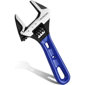 4-Inch Stubby Adjustable Wrench, 0.94” Wide Jaw Opening, Compact CR-V Steel Mini Wrench with Metric & SAE Scales