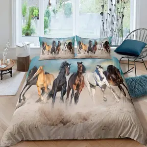 Feelyou Decorative Horse Duvet Cover - Full-Queen Size, Farm Animal Pattern, Luxury Farmhouse Lightweight Ultra-Soft Bedding (No Comforter Included), Decorative Duvet Cover