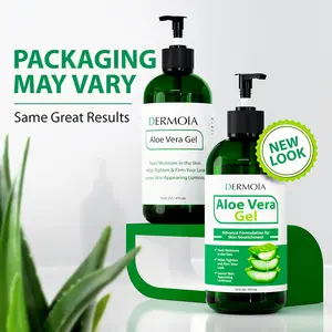 DERMOIA 100% Aloe Vera Gel – Soothes & Hydrates Sunburned Skin, Repairs Sun Damage, Provides Deep Moisture, and Calms Irritation with Organic, Fast-Absorbing Formula – 16oz