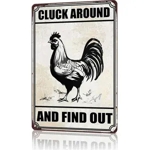 Chicken Gifts Funny Chicken Metal Sign 8x12 Inches for Home Coop Rooster Decorations Farm Kitchen Wall Art Rustic Charm Humorous Artwork