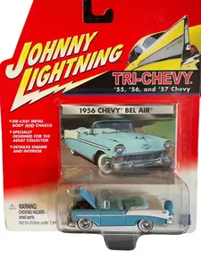Johnny Lightning Vintage Unopened Tri-Chevy 1956 Chevy Bel Air Die-Cast Car 1:64 Scale Detailed Engine & Interior Turquoise & White Finish REP 001 SKU9992-01
