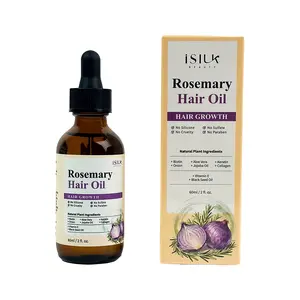 iSilk Rosemary Hair Oil, Strong & Healthy Hair, Make Hair Fuller Thicker, Organic Rosemary Oil with Biotin & Onion, Vitamin E Nourish Scalp Serum, for All Hair Types, 2fl.oz